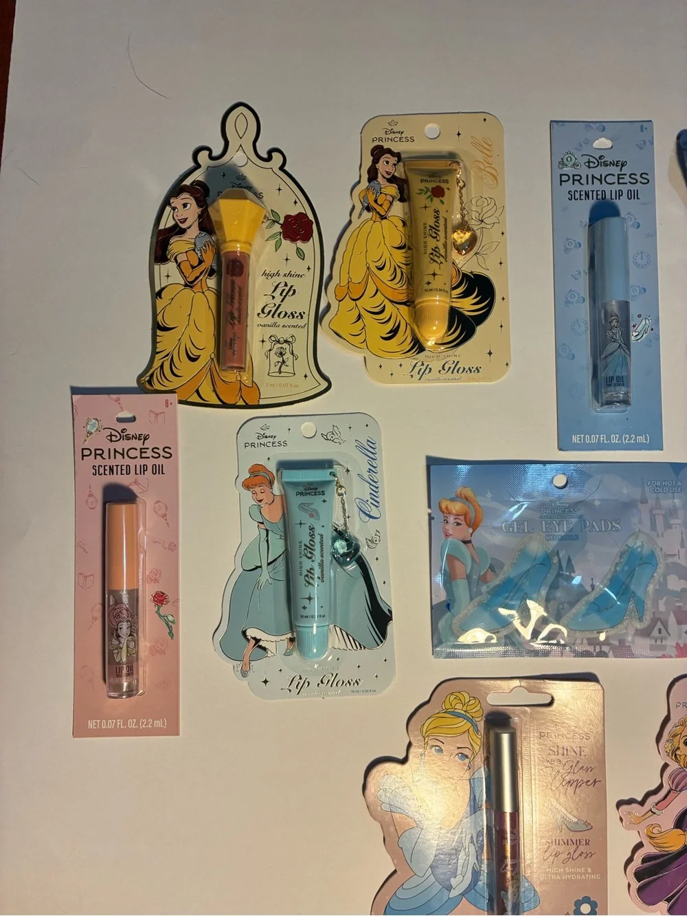 Disney Princess Lip Gloss & Scented Lip Oil Set - Pink, Blue, Yellow